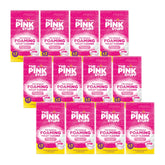 Multiple boxes of 'The Pink Stuff' foaming toilet cleaner on a white background